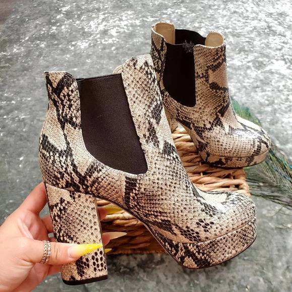 Sam Edelman Abella Platform Snake Embossed Boots - Picture 1 of 13
